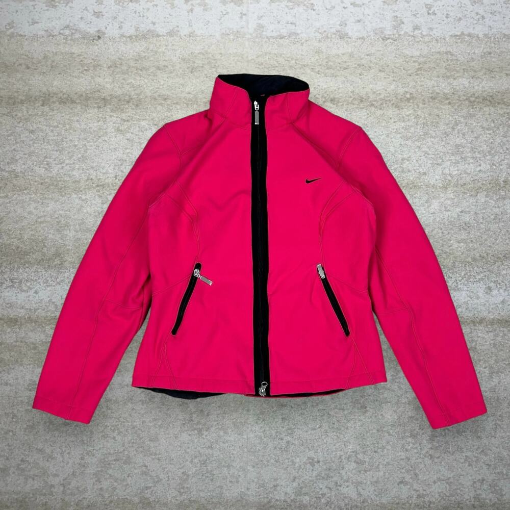 Vintage Y2K Nike Running Jacket Womens M Hot Pink Black Swoosh Full Zip Tag